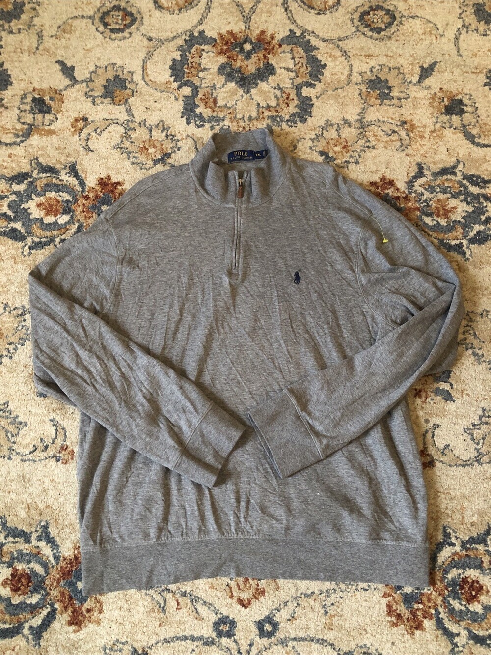Polo Ralph Lauren Shirt Mens Size 2XL Gray Mock Neck 1/4 Zip Pullover